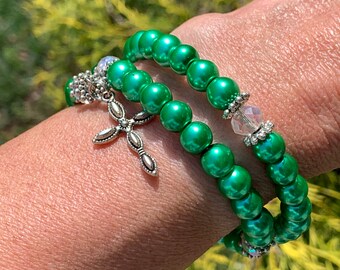 Five decade rosary wrap bracelet, catholic jewelry, catholic gift