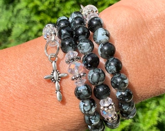 Glass Bead Prayer Wrap Bracelet: Catholic Jewelry Gift