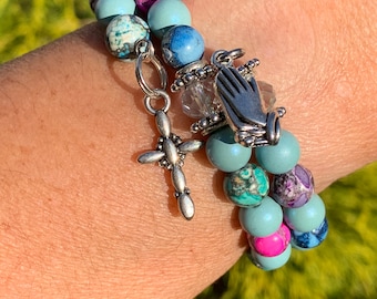 Prayer wrap bracelet, religious gift, boho style