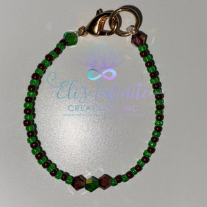 Ilde de Hilo Yoruba de Orula - Cuentas Pequeñas y Cristal Checo - Small Beads & Czech Crystals - Transparent Green and Solid Reddish Brown