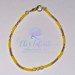 Ilde de Ochun con Cuentas Pequeñas 2mm y Bicono Checo - Elastico / Ochun Bracelet with Small 2mm Beads and Bicone Czech Crystal - Elastic