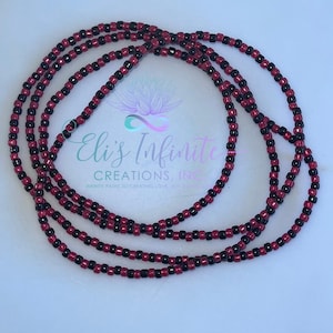 Collar de Eleggua Cuentas Medianas Rojo Transparente y Negro Solido - Necklace of Eleggua Medium Transparent Red and Solid Black Seed Beads