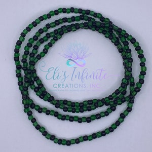 Collar Eleke de Oggun - Cuentas Grandes (5mm) Verde Transparente y Negro Solido - Large 5mm Transparent Green and Solid Black Beads 1x1