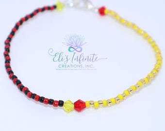 Ilde of Ochun & Eleggua 2mm Small Shiny Seed Beads and 4mm Bicone Czech Crystals - Elastic Thread