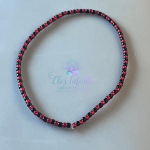 Ilde / Bracelet of Eleggua with Small/Tiny (2mm) Solid Black & Shiny Red Seed Beads Without Clasp