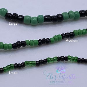 Collar Eleke de Oggun Cuentas Medianas Negras y Verde Solido - Medium Solid Black & Green Beads 3x3