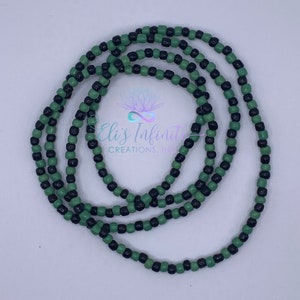 Collar Eleke de Oggun - Cuentas Grandes (5mm) Verde y Negro Solido Opaco - Large (5mm) Solid Opaque Green and Black Beads 1x1