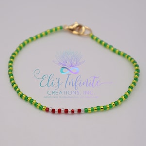 Ilde de Orula y Shango con Cuentas Pequeñas 2mm Brillosas - Elastico / Ide of Orula and Shango with Small 2mm Shiny Beads & Elastic Thread