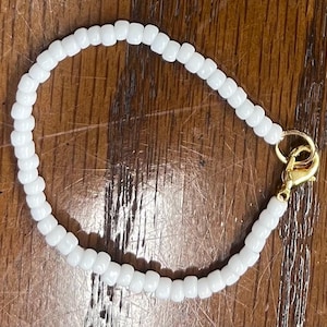 Ilde de Obbatala Cuentas Blancas Solidas Grandes - Religious Obbatala Bracelet with Large 5mm Solid White Beads - Elastic or Beading Thread