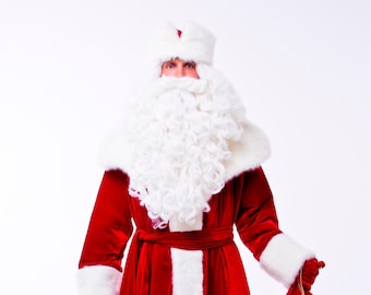Costume de Noël rouge Ded Moroz, Déguisement du Nouvel An, Père Noël du Nouvel An, Old Man Frost, Tenue de Père Noël, Déguisement de Saint-Nicolas