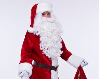 Costume de père Noël fait main - Costume de Noël en velours rouge