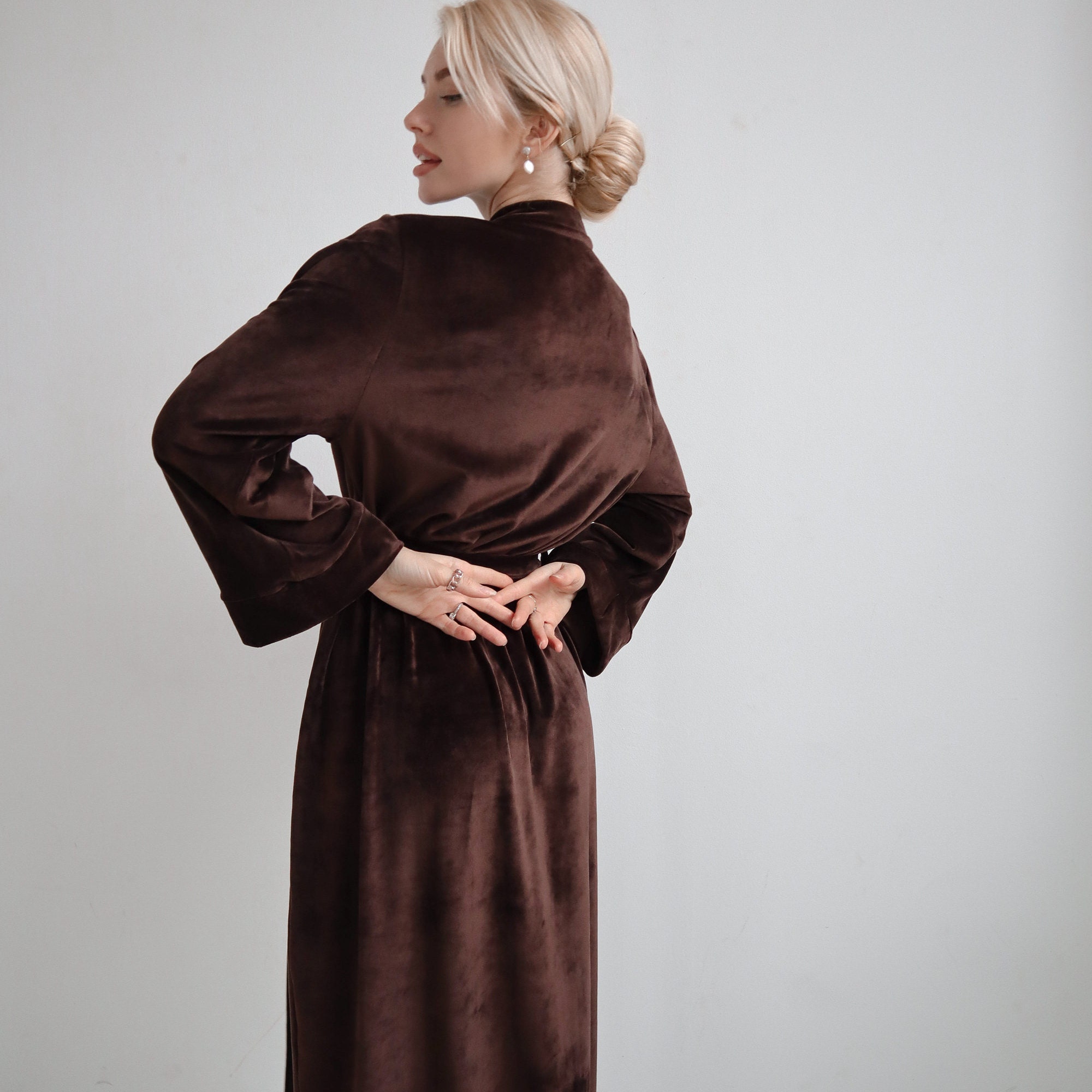 Long robe brown plush robe a gift to a woman women's Etsy