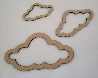 Contour de nuage en bois, formes de nuages de bois, contours MDF Macrame, fournitures d’artisanat de la Saint-Valentin, ébauches de forme mobile de pépinière, artisanat, fabrication de cartes