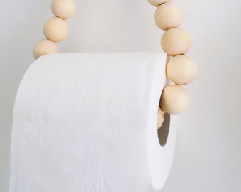 Wooden bead toilet roll holder, Toilet paper holder, Boho bathroom decor, toilet paper holder, campervan decor, motorhome boho home gift