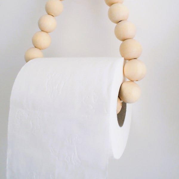 Porte-rouleau de papier toilette en perles de bois, porte-papier toilette, décor de salle de bain Boho, porte-papier toilette, décor de camping-car, cadeau de maison boho camping-car