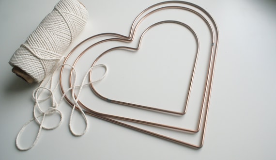 Macrame Metal Heart Shape, Copper Wire Heart Hoop, Floristry Craft