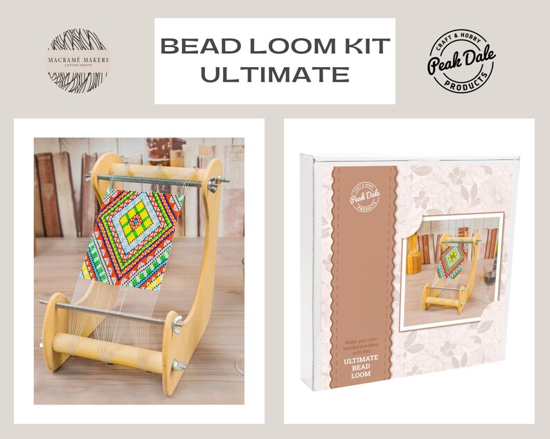 Ultimate bead looming kit, Upright beading loom, craft kit for adults & kids, Bracelet weaving gift, crafting gift box for beginners image 1