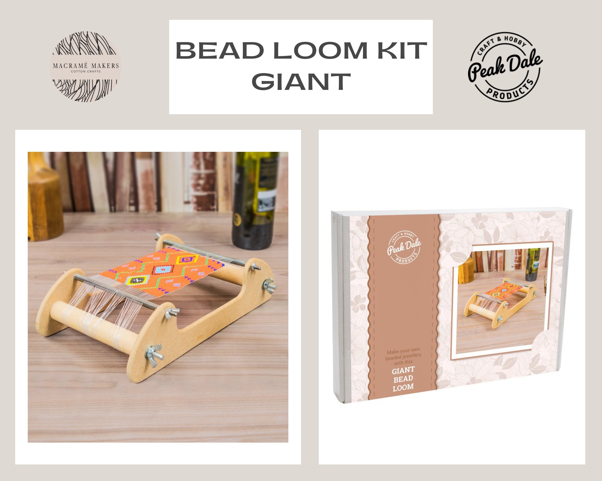 Giant Bead Looming Kit, Tabletop Beading Loom, Craft Kit for