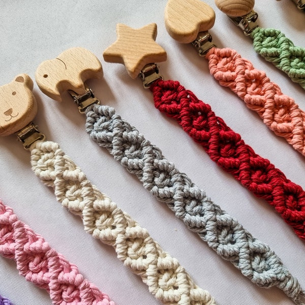 Baby Dummy Clip, Macrame dummy Holder, cotton fabric pacifier clip, Soother clip, Baby Accessories, baby shower gift, baby registry present