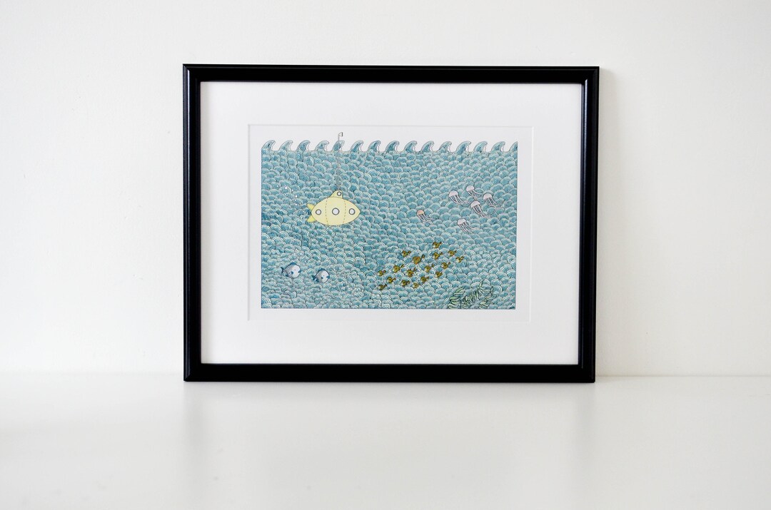 Yellow Submarine / Wall Art Print / Wall Art / Under the Sea Etsy