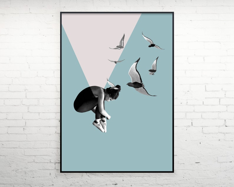 Conjunto de dos impresiones Pájaros voladores minimalista | Etsy