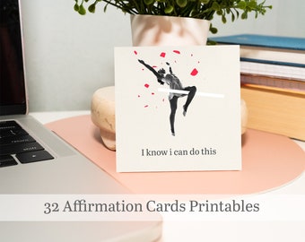 Affirmation Cards, Self Love Printables, Vision Board Printables, 32 Motivational Cards, Daily Journal Stickers, Minimalist Affirmation Deck
