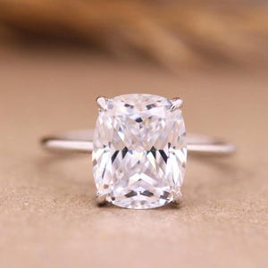 Cushion Cut Diamond Ring, Solitaire Engagement Ring, East to West Set Ring, 2 CT Cushion Cut Lab Grown Diamond Ring, Wedding Gift Ring