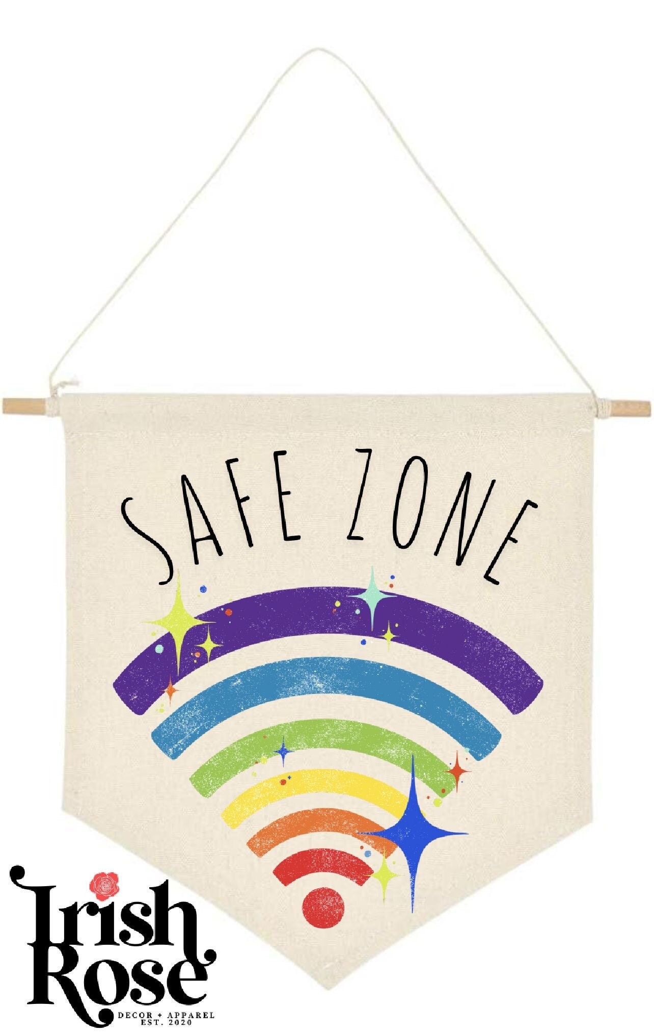 Safe Zone Pride Pennant Banner for Classroom Office Living Room Kitchen