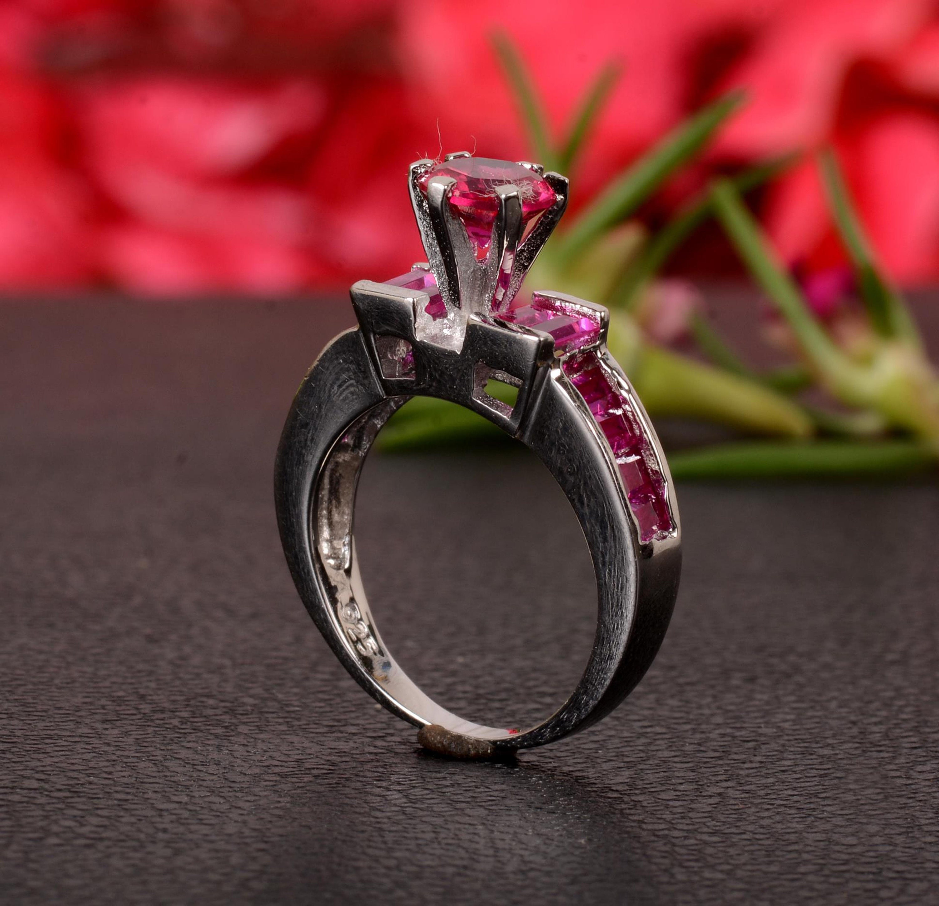 Pink Zircon Ring Sterling Silver Zircon Ring Wedding Ring Etsy