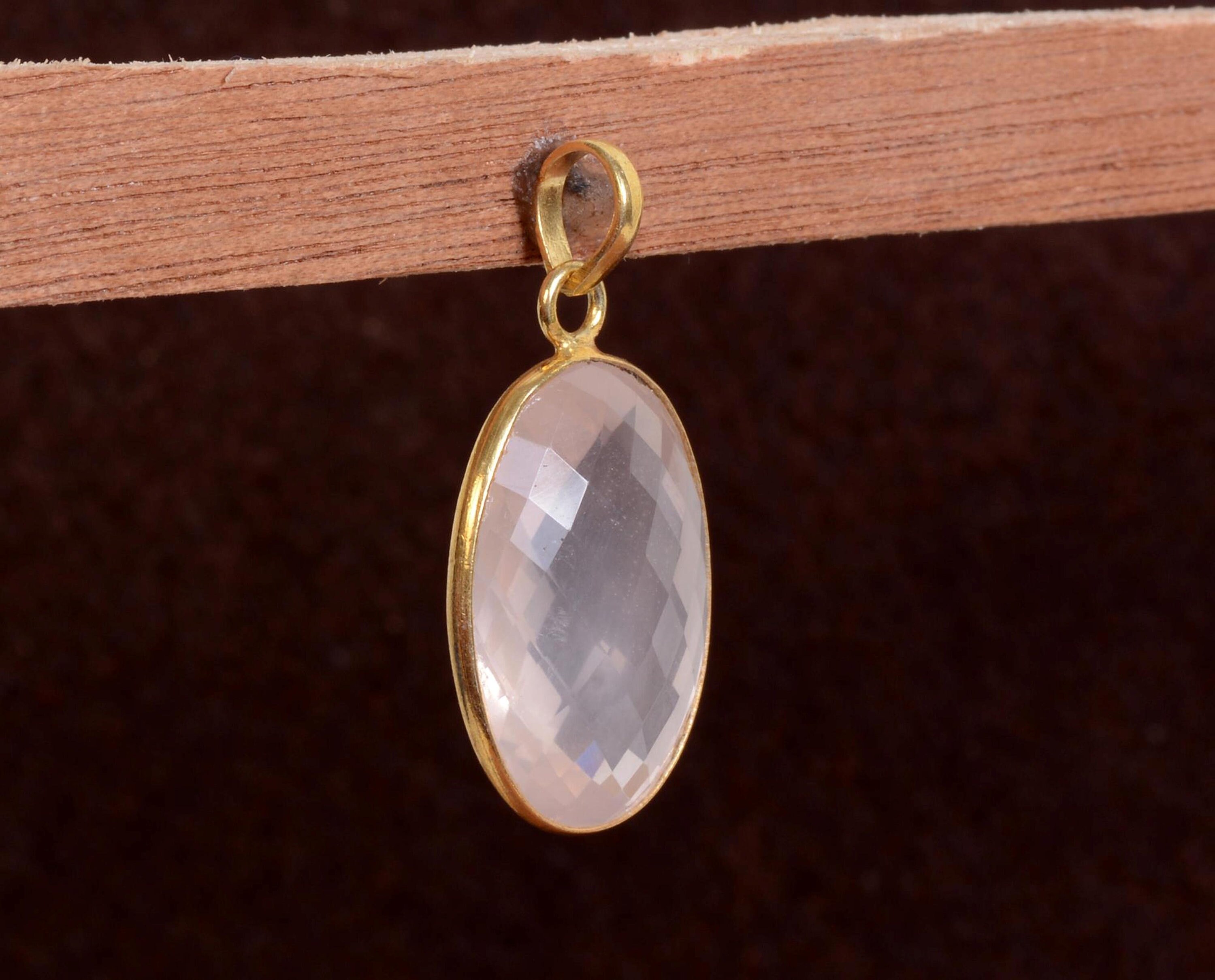 Rose Quartz Pendant 14k Gold Rose Quartz Pendant Pink Quartz Etsy