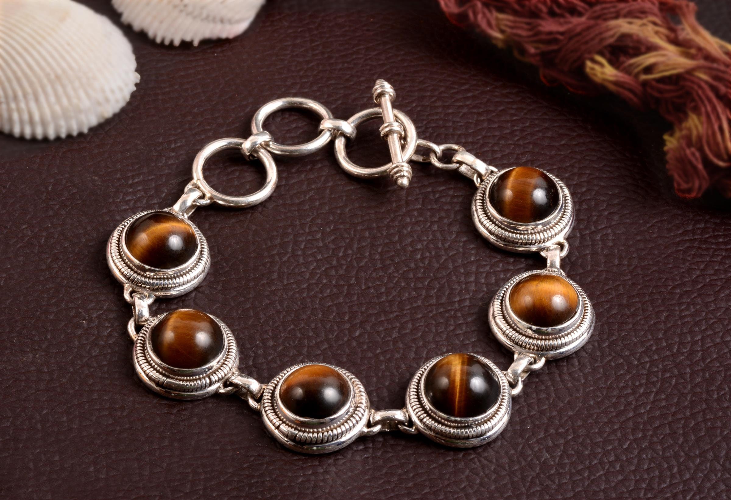 316L Edelstahl Herz Armband Mit Tigerauge - Einstellbarer Boho Schmuck