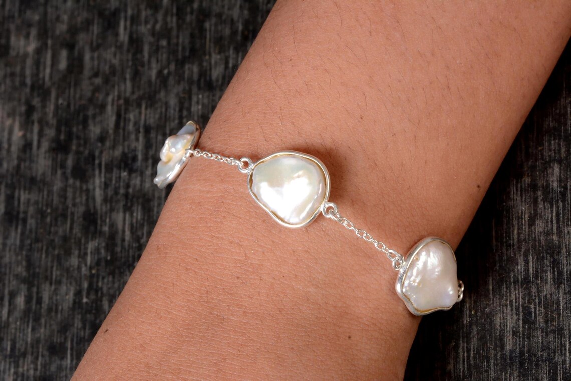 Mother of Pearl Bracelet Sterling Silver Bracelet Natural Etsy