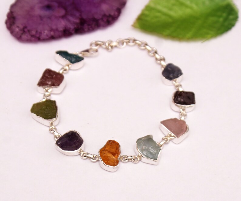 Sterling Silver with Natural Multi Gemstone Bracelet Sterling Silver with Natural Multi Gemstone Bracelet