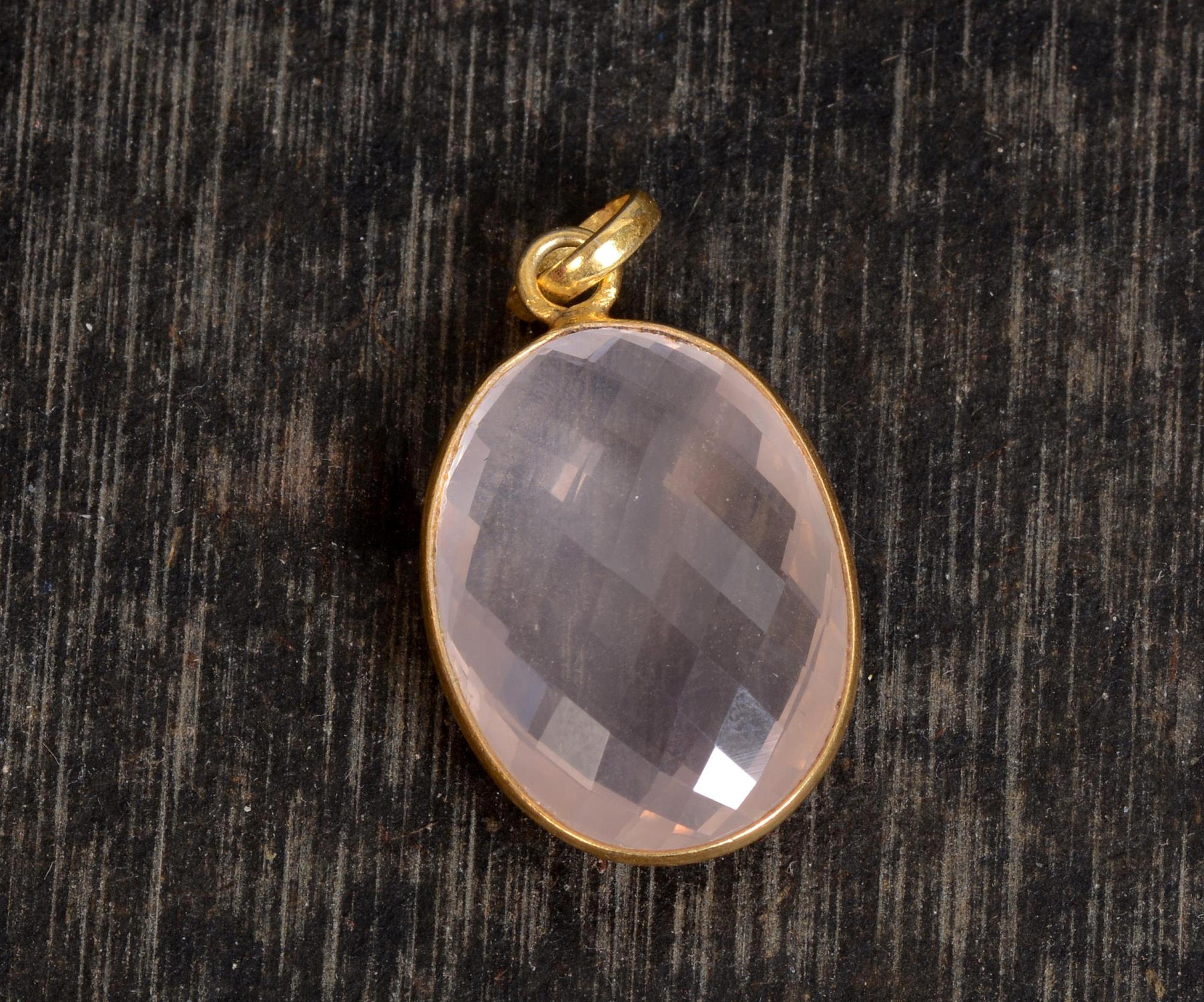 Rose Quartz Pendant 14k Gold Rose Quartz Pendant Pink Quartz Etsy
