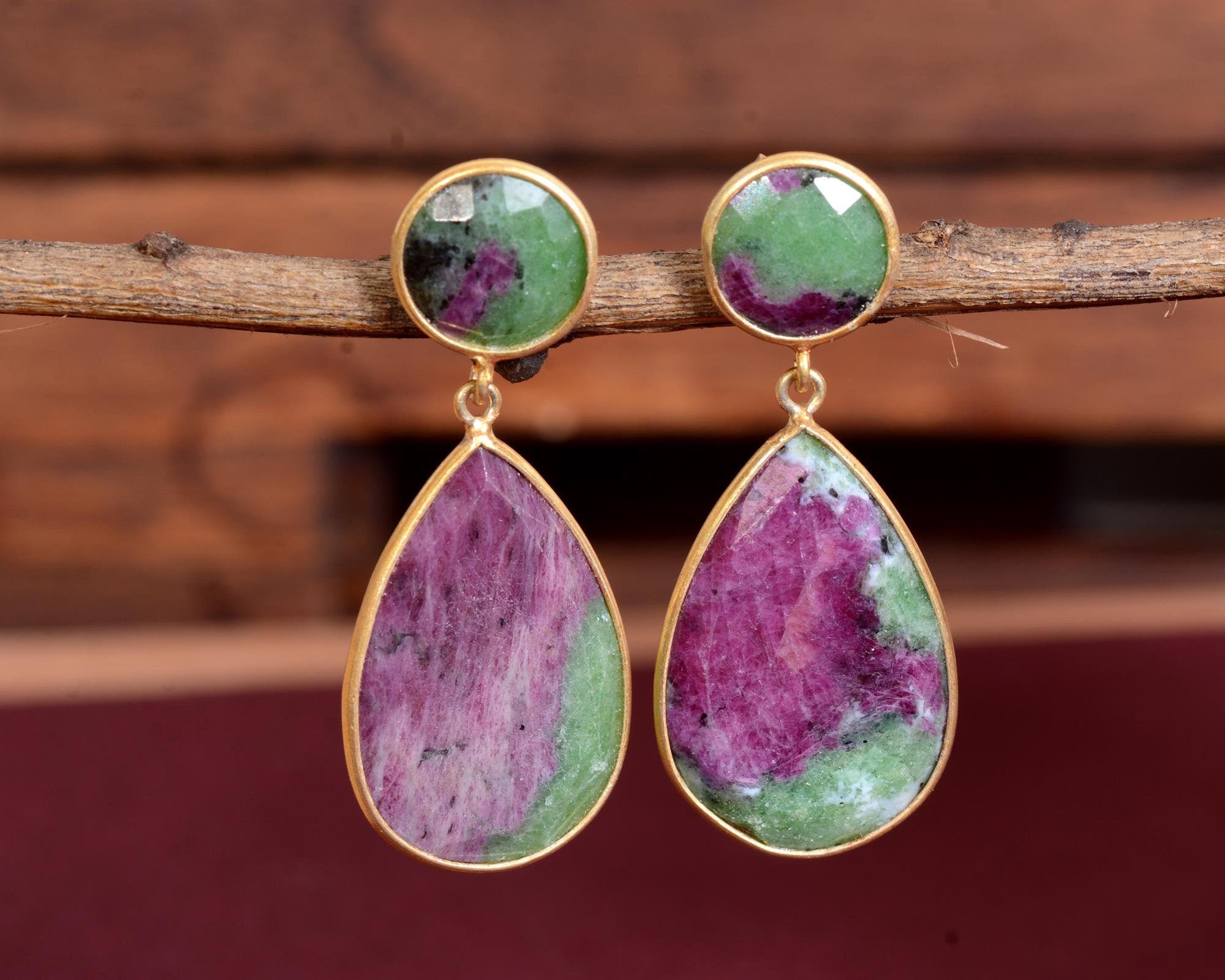 Ruby zoisite earrings deals