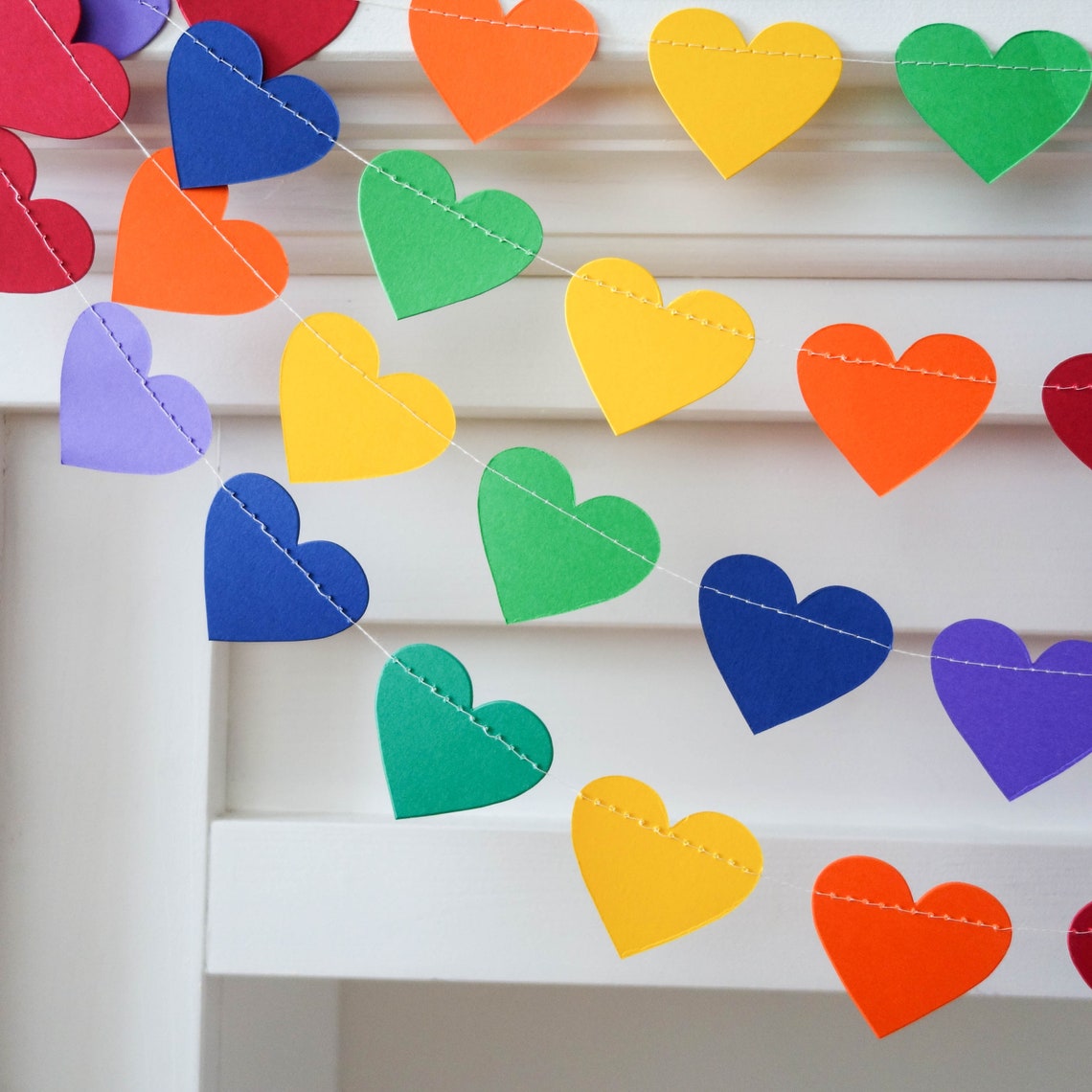 Rainbow Heart Garland Valentines Day Garland Valentines Day Etsy