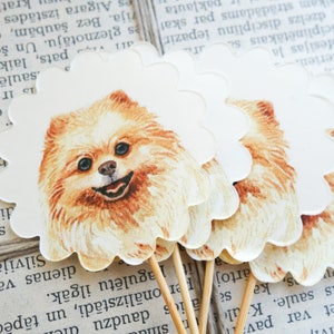 Pomeranian Cupcake Toppers: Dog Party Decorations