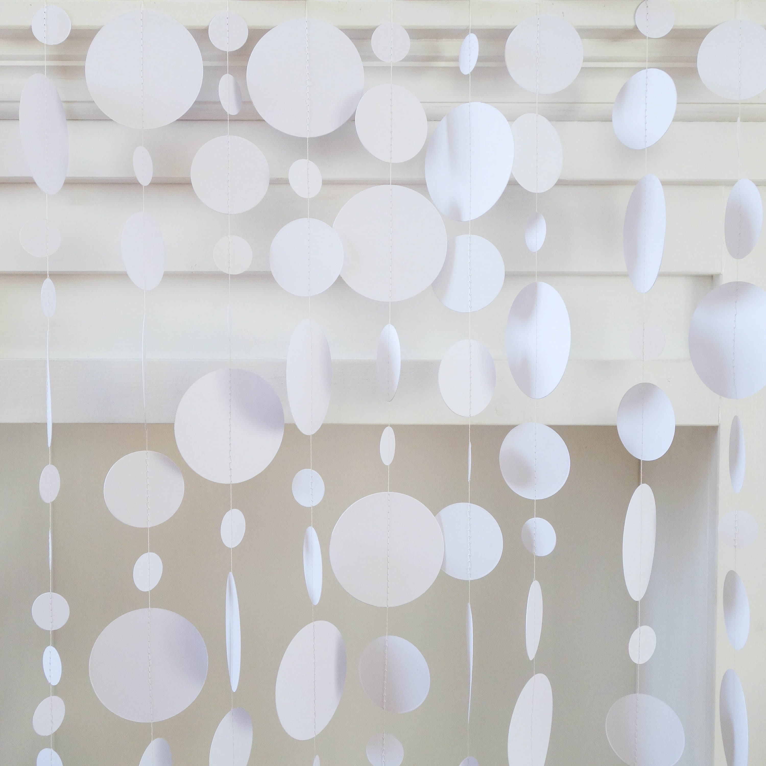 White Paper Garland White Paper Decorations Circle Paper Garland