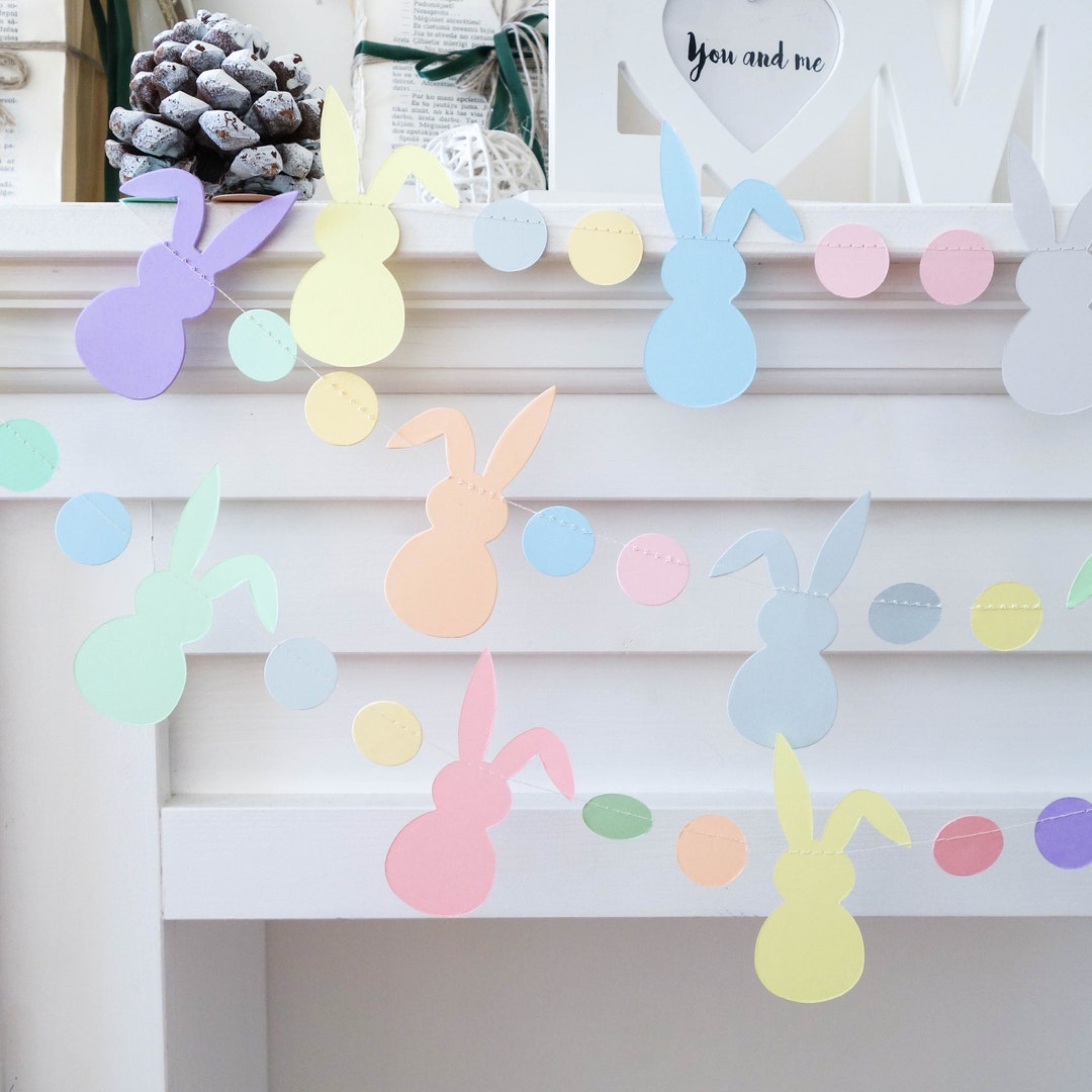 Easter Bunny Garland Set, Pastel Tone Decor, Spring Home Decorations - Etsy