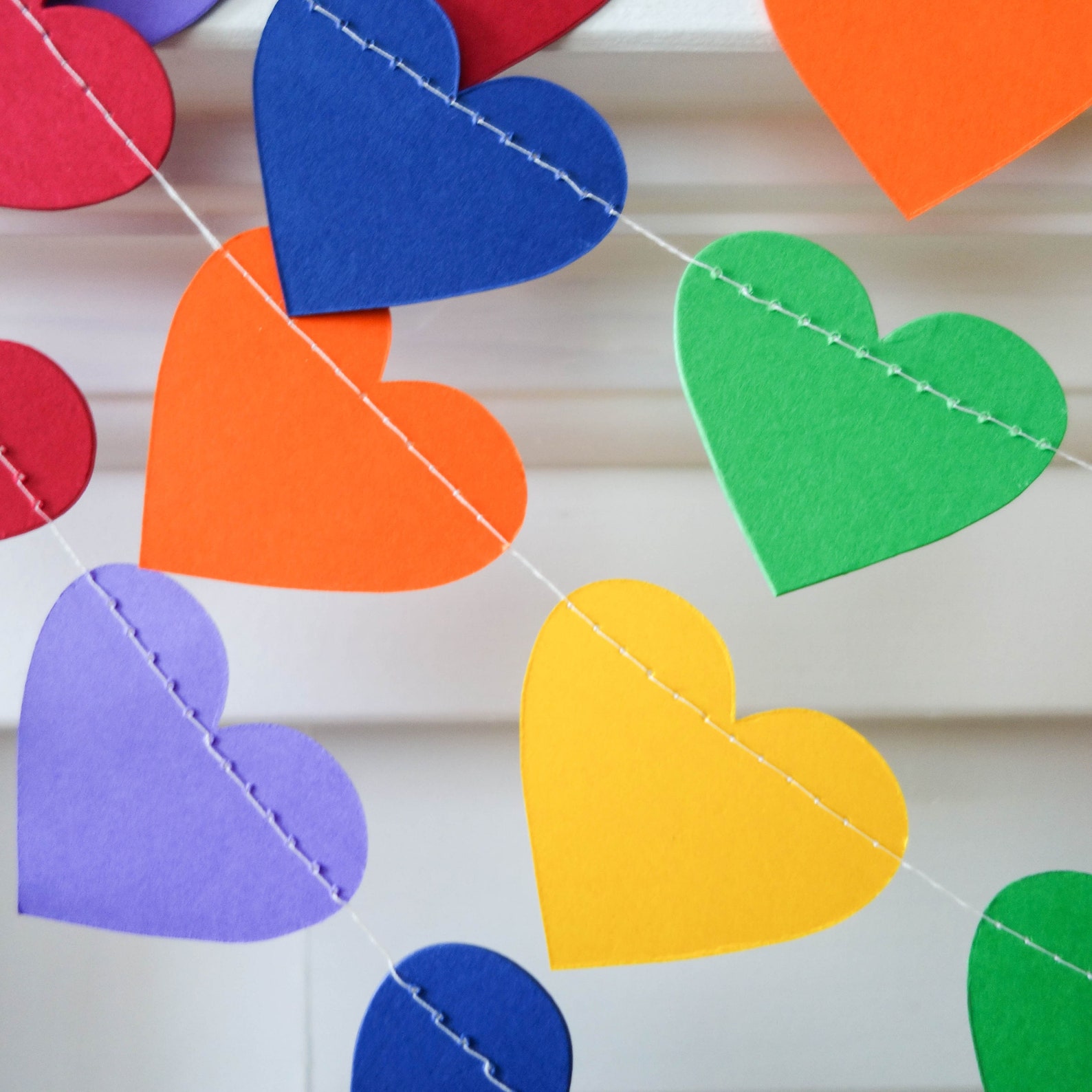 Rainbow Heart Garland Valentines Day Garland Valentines Day Etsy