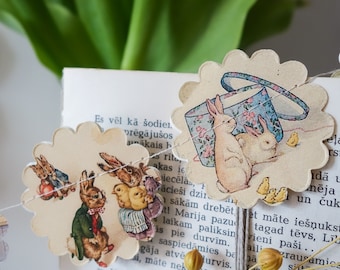 Ghirlanda pasquale vintage, decorazioni in carta pastello, decorazioni primaverili fatte a mano