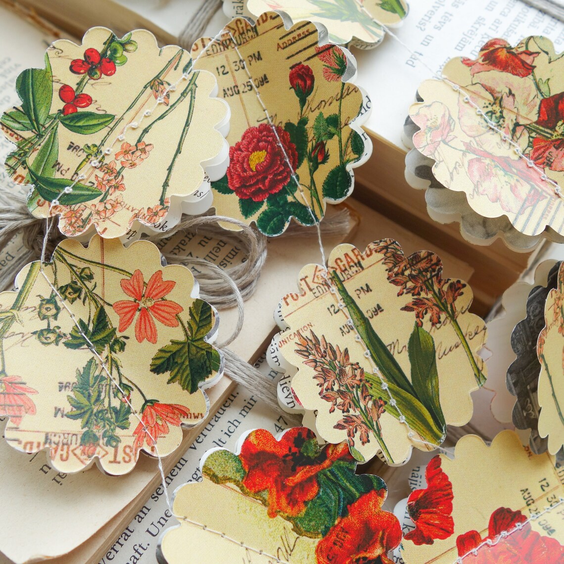 Vintage Garland Vintage Flowers Garland Botanical Garland Etsy