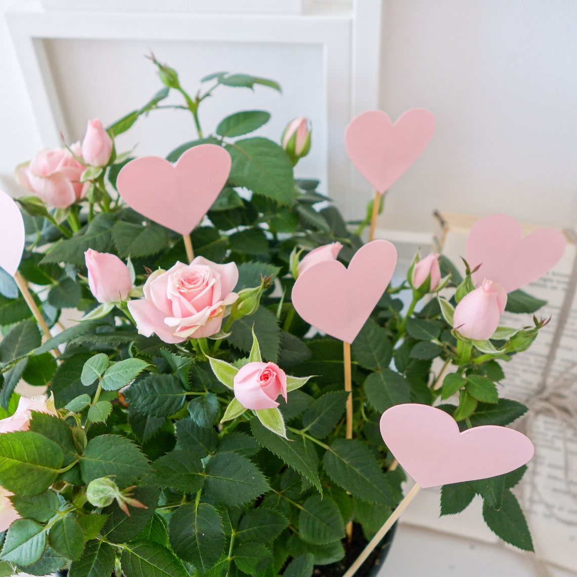 Pink Heart Toppers Pink Cupcake Toppers Wedding Cupcake Etsy