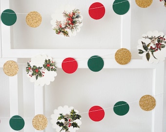 christmas party decorations, christmas garland, Christmas banner, christmas tree decorations, winter garland, Christmas flower garland
