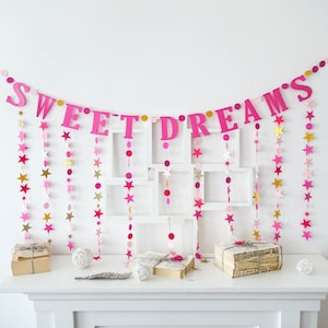 Banner sogni d'oro, ghirlanda di sogni d'oro, decorazioni per l'asilo nido, decorazioni per bambini, regali per baby shower, decorazioni per bambini