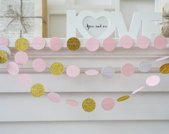 Pink gold garland, pink gold wedding decorations, glitter gold decorations, girl baby shower decorations, gold birthday decorations