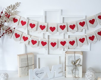 Valentines day banner, Valentines day garland, love banner, wedding banner, heart banner, red heart banner, love banner, heart Shape banner