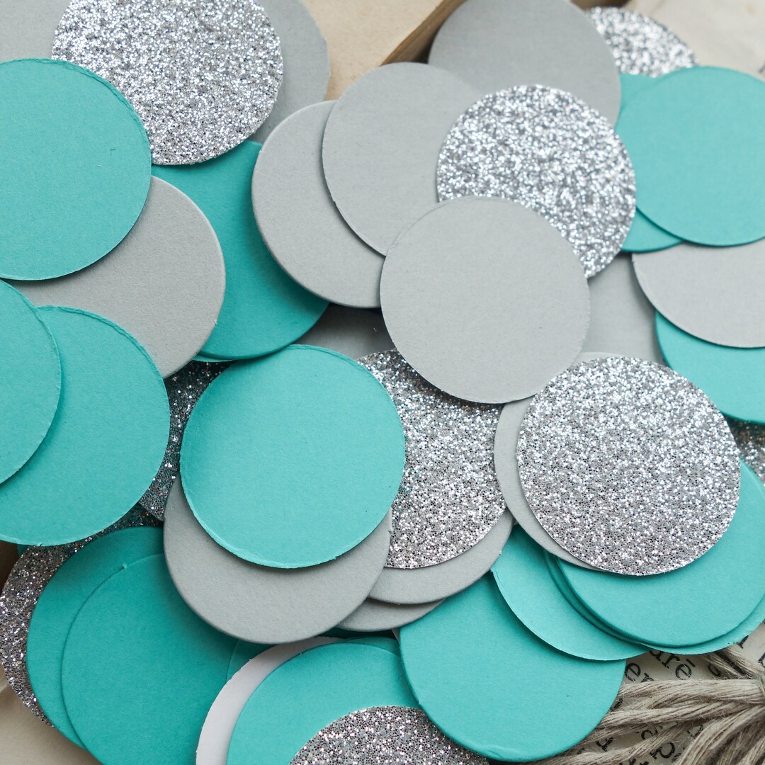 Glitter Confetti, Silver Confetti, Turquoise Wedding Confetti, Gray