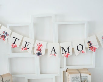 Te amo banner, te amo garland, te amo bunting, te amo decorations, te amo pennant, Valentines day banner, Valentines day banner, red banner