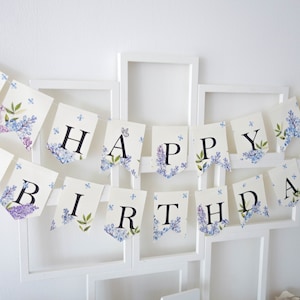 Happy birthday banner, Lilac banner, Lilac birthday decor, Lilac bunting, Lilac nursery decor, Lilac decorations, Lilac wedding banner